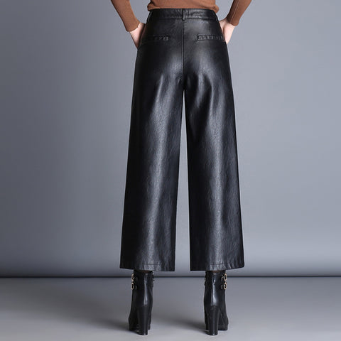 women casual leather pants