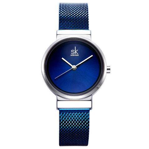 Shengke blu orologio da polso da donna orologi di marca di lusso in acciaio da donna al quarzo da donna orologi 2021 Relogio Feminino Montre Femme 