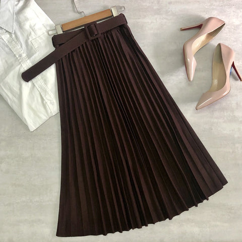 Drape Texture Pleated Skirt High Waist Large Skirt
