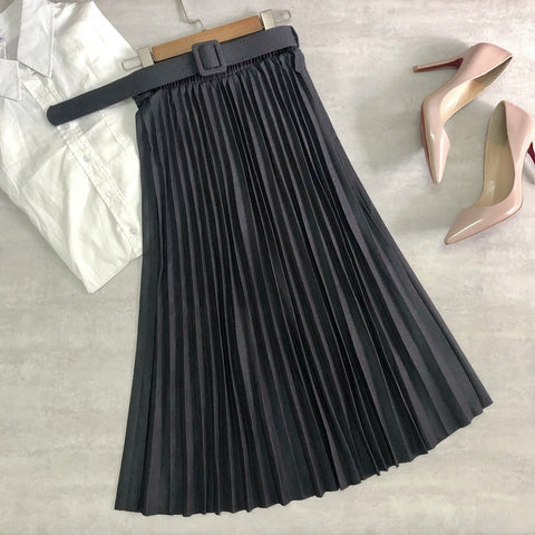 Drape Texture Pleated Skirt High Waist Large Skirt