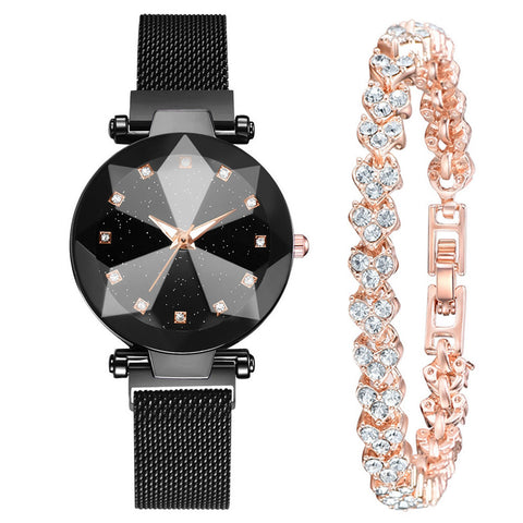 Women's Watch Square Diamond + set bracialet