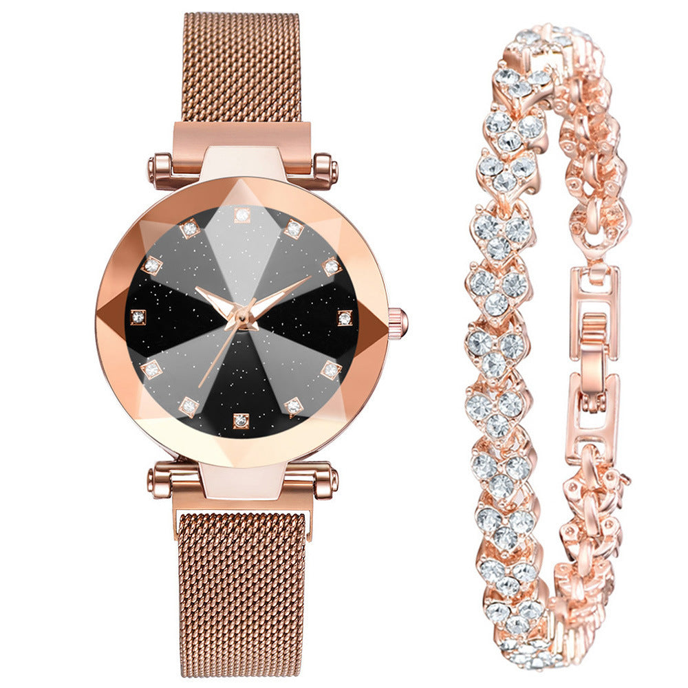 Orologio da donna quadrato con strass di diamanti con cielo stellato, quadrante da donna, orologio da polso alla moda casual