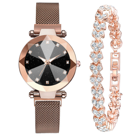 Women's Watch Square Diamond + set bracialet