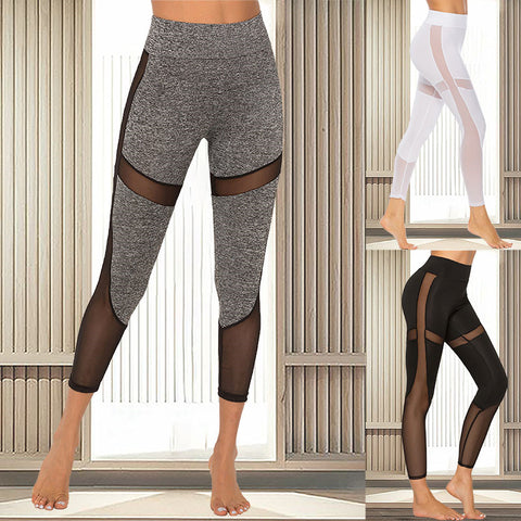 Leggings in rete nera Pantaloni da donna Leggings a vita alta Fitness