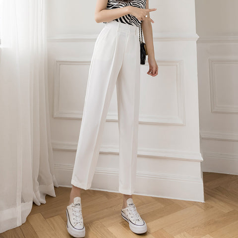 Straight Loose High Waist Slim Cropped Trousers