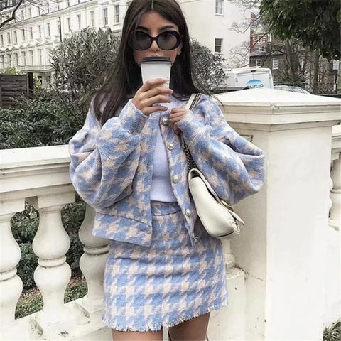 Plaid coat set