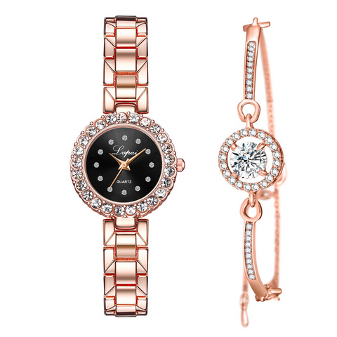 Set di orologi Bangle Orologio Bracciale Orologio da polso al quarzo Donna Moda Donna Marchio di lusso