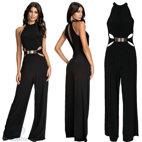 black sling jumpsuit