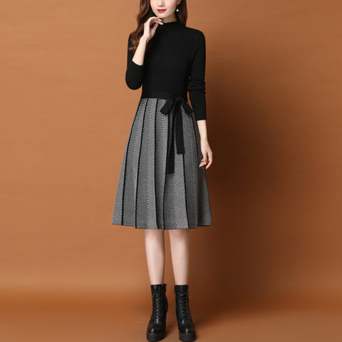Basement temperament long sweater skirt with coat