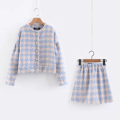 Plaid coat set