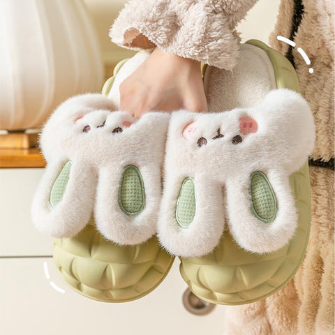 Scarpe da coniglio carine Pantofole sfocate invernali Scarpe da casa lavabili rimovibili da donna