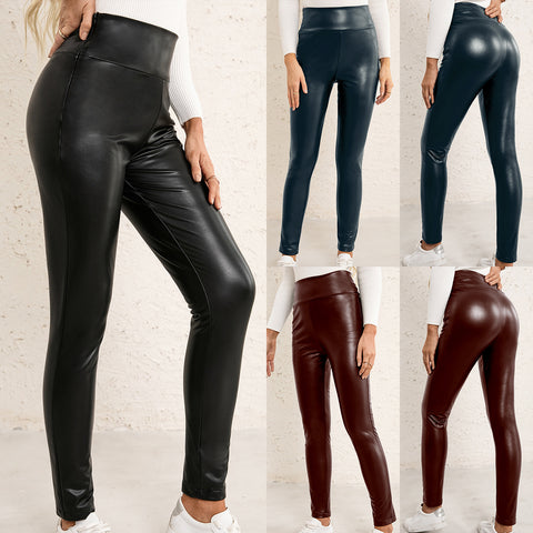 Women's High Waist Stretch Slim Skinny Leather Pants
