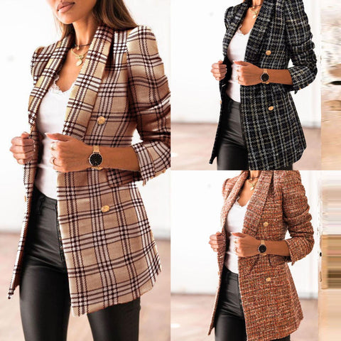 Giacca blazer doppiopetto a maniche lunghe da donna