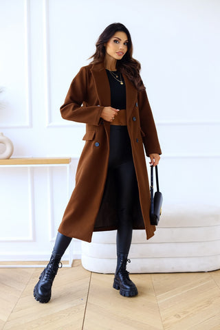 Women's  Long Sleeve Lapel Button Woolen Coat