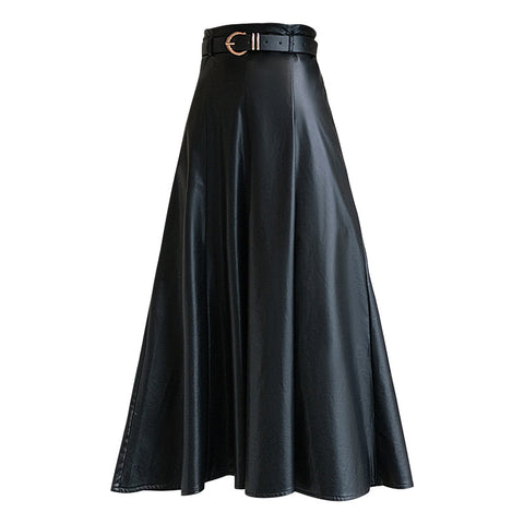 Black Upscale Fleece-lined Mid-length A- Line Skirt